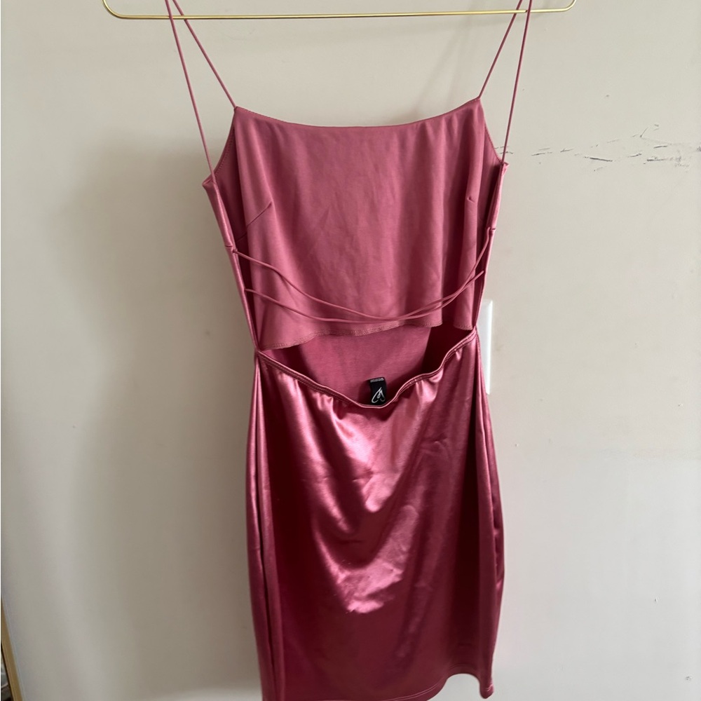 Sleek Pink Satin Slip Dress